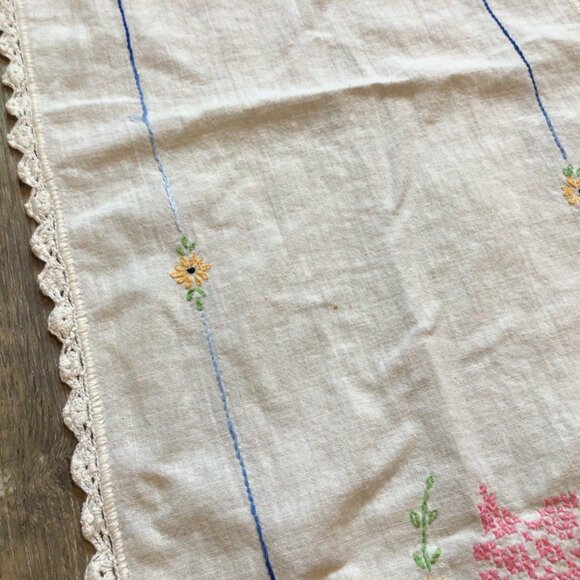 Vintage Embroidered Needlepoint Medium Sized Boho Chic Style Table Runner - Picture 5 of 7